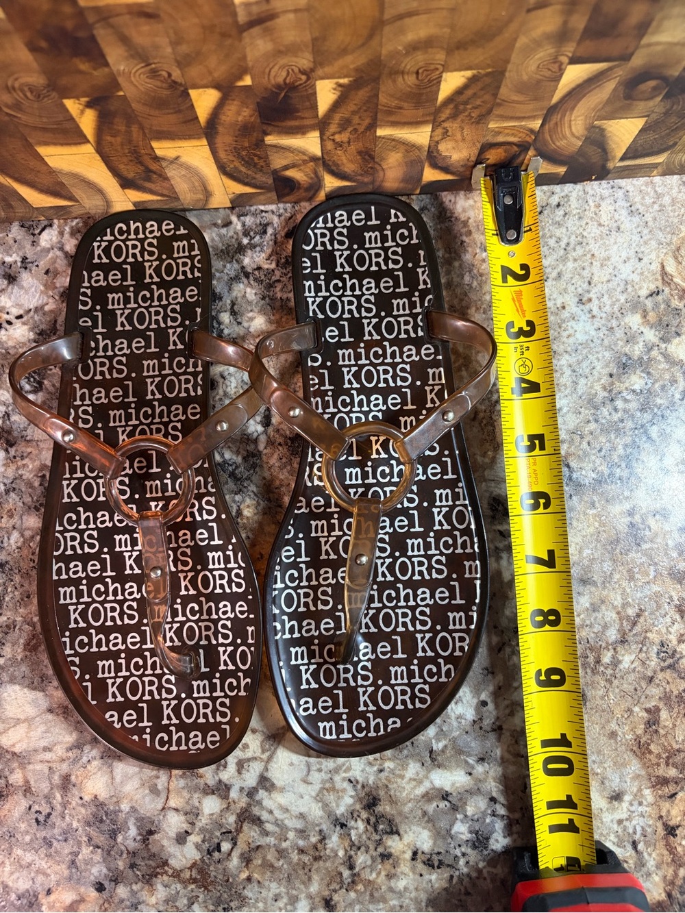 Michael Kors Girls' Brown Metallic Jelly T-Strap Sandals